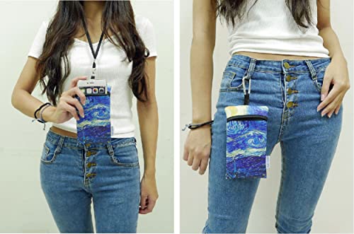 Image of Neoprene Shockproof Neck Phone Sleeve Case Bag Pouch w / Clip (Starry Night)