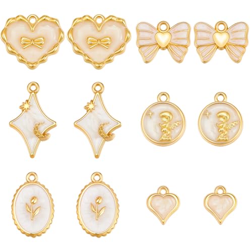 Breloque nœud papillon doré et cœur en émail pour création bijoux pendentifs métal DIY