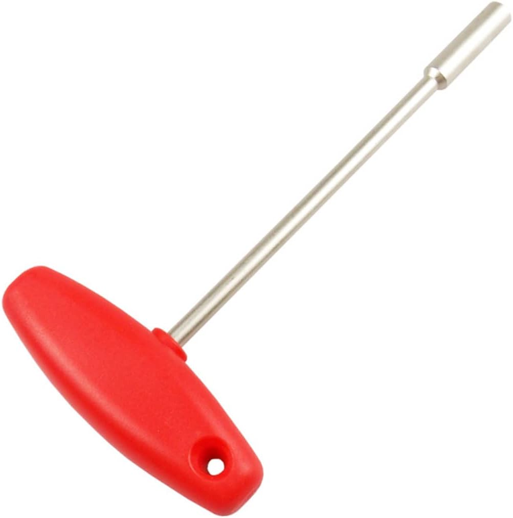 GLEAVI T Shape Sleeve Spanner Wrench for Bicycle Spokes 3.2mm | Tool Steel and Plastic Build, Red Finish, Square Hole Design, Easy Use, Home or Professional Use