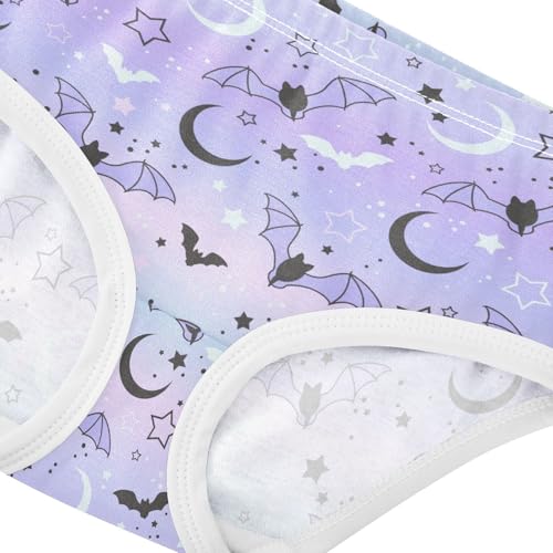 Little Girl Underwear Toddler Panties Kids Undies Purple Bat Moon Soft Cotton Briefs 2T-8Y4