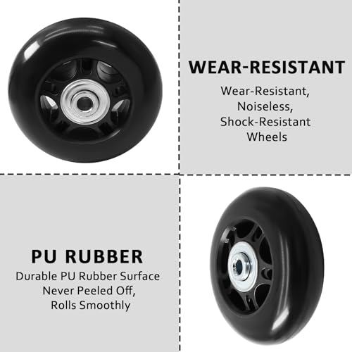 2pcs 80 x 24mm Luggage Wheels Replacement, Black Rubber Suitcase Wheels Replacement Repair Kit, Smooth Luggage Replacement Parts for Carry-on Roller Bag, Suitcase Bag, Trolley Bag4