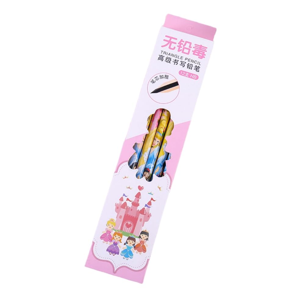 FASHION YO Pack of 12 Princess HB Pencils with erasers Kids Children Party Bag Fillers School Office (Princess2 (Different colour boxes Random shipping)) — image 1