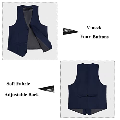 Mens Suits Navy Blue Suits For Men Regular Fit Men's Tuxedo Formal Wedding Business Suits 3 Pieces Blazer Vest Pants With Tie M #TOP3