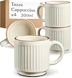 Cosumy Set 4 Tazze Cappuccino Beige - Tazzine Caffe Particolari 200 ml...