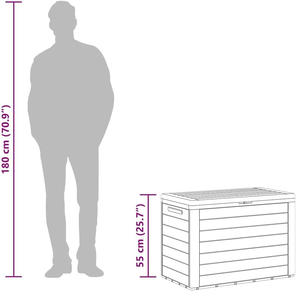 vidaXL 30.7X17.3X21.7 Polypropylene Storage Box in Anthracite