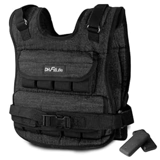DH FitLife Giubbotto Zavorrato Regolabile 10kg Compatto e Stabile per Sviluppo Muscolare e Allenamento della Forza | Gilet Zavorrato da Corsa per Donna e Uomo | Gilet Pesi (Nero-10kg)