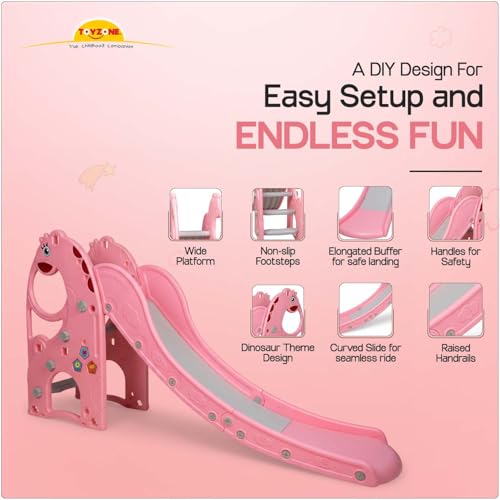 Image of Toyzone B-Rex Dinosaur Slide for Kids | Baby Play Slide | Indoor & Outdoor Kids Slider | Easy Assembly | Safe Rounded Design | BIS Certified | Made in India | Kids Slide for 2-10 Years, Upto 70 kgs