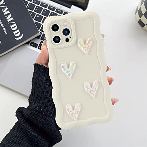 Wlxee Compatible With Iphone 13 Pro Max 6.7" 2021 Silicone 3D Love Heart Phone Case, Colors Love Heart Wavy Frame Full Protection For Iphone 13 Pro Max Soft Tpu Shockproof Phone Cover For Women Girls #TOP5
