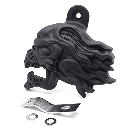 Httmt Mt246-009-Bk Black Ghost Head Wind Head Horn Cover Compatible With 1992 And Up Harley-Davidson With Side Mount Inchescowbell Inches And All V-Rod's #TOP6