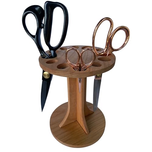 Image of Rotating Scissor Holder - 12 Slot Organizer for Sewing, Quilting & Craft Rooms - Smooth Spinning Shear Stand for Crafters & Stylists