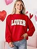 MAPICK Valentine Sweatshirts for Women Funny Letter Printed Chenille Patch Pullover Sweaters Long Sleeve Oversized Tops #2
