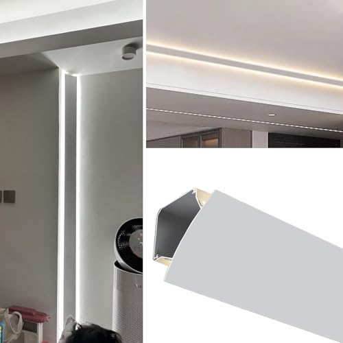 LED Crown Molding Lighting Channel, Aluminum LED Strip Track for Modern Home Decor, 3.5m Edge Lighting Profile for Living Room, Bedroom, Kitchen - Stylish Illumination Solution