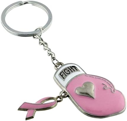 Pink Ribbon Boxing Glove Keychain