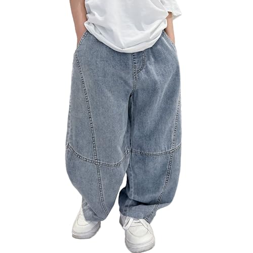 Boys Baggy Jeans 2025 Straight Wide Leg Casual Elastic Waisttd Y2k Stretchy Relaxed Fit Denim Pants with Pockets