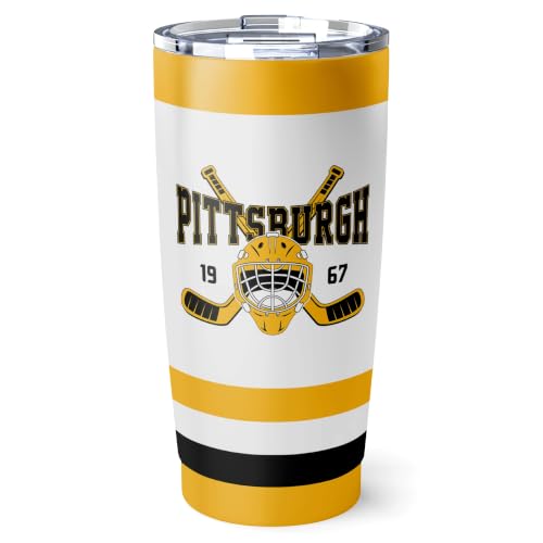 Image of ANTKING Pittsburgh Tumbler 20oz Custom Name Number Travel Mug Gifts | Stainless Steel Insulated Coffee Cup for Men Women