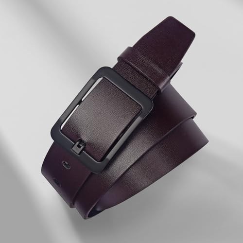 Men’s Leather Belt Black Work Casual Dress Jeans Belt with Alloy Prong Buckle3