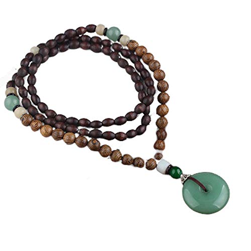 EXINOX Collier long bouddhiste avec perles de bois : Ethnique Bouddha : Femme (Rosco)