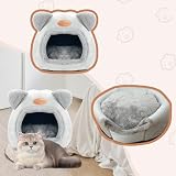 Katzenhöhle Katzenbett Waschbares Katzenhaus Haustierbett Weiches Komfort Zelt Katzenstreu Bett Warme Katzenhöhle Beruhigendes Bett für Katzen und kleine Hunde Schlafen(Grau)