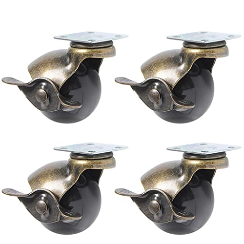 Roulettes pivotantes caoutchouc noir 50 mm charge 30kg lot de 4 pour meuble de rangement