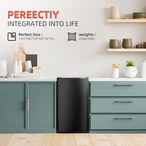 Image of Maine 3.0 Cu.Ft Upright Freezer, Mini Freezer with 3 Adjustable Thermostat, Single Door Compact Freezer with Reversible Door for Kitchen Apartment Office, Black