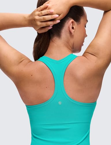 Image of CRZ YOGA Butterluxe Racerback Tank Waist Length | Yoga, Extremely Soft, Tight Fit, Scoop Neck, Sleeveless Tops for Women