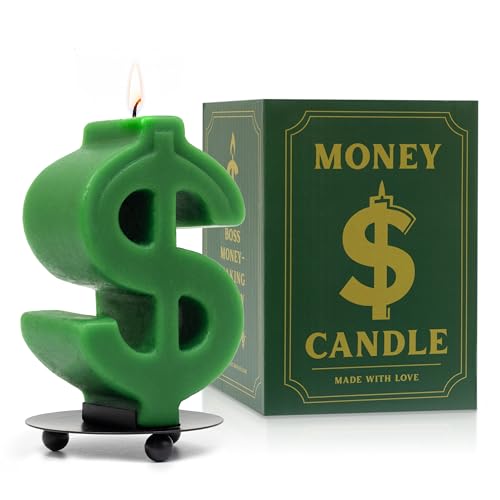 Money Candle for Wealth & Luck Manifestation Funny Candles for Any Occasion - Vanilla Scented Candle for Spiritual Gifts Decorative Candles with Metal Tray Soy Wax Money Gift Ideas