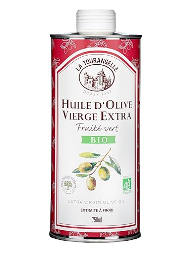 La Tourangelle - Huile d'olive vierge extra Bio - Fruité Vert - Extraite à froid - Riche en polyphénols & Omega 3 - Huile de qualité supérieure - 750ml