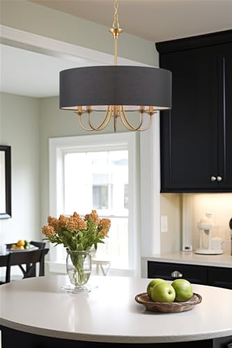 Image of Kira Home Quinn 22 inch Large Modern 5-Light Drum Chandelier for Kitchen Island