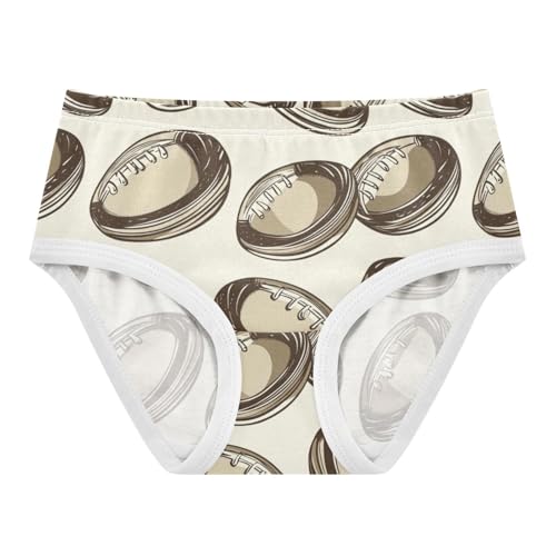 ZZKKO Vintage Rugby Ball Sport Girls Underwear Toddler Panties for Girls Comfort Brief Size 2-8T