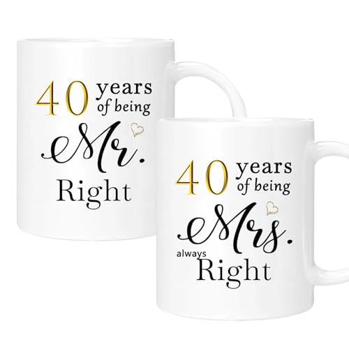 40 Year Anniversary Coffee Mug Set of 2