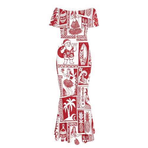 Image of Polynesian Dresses for Women Off Shoulder Maxi Dress Puletasi Samoan Dresses S-7XL