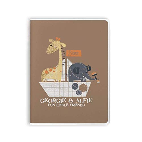 Carnet couverture souple marron animaux de dessin animé pour écrire sans ratures