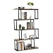 Produktbild Meerveil Bücherregal, Standregal mit 4 Ebenen, Aufbewahrungsregal Holz S-Form, Industrie Design, 74 x 24 x 128 cm, Dekoregal für Pflanzen & Bücher, Wohnzimmer, Schlafzimmer, Büro, Braun