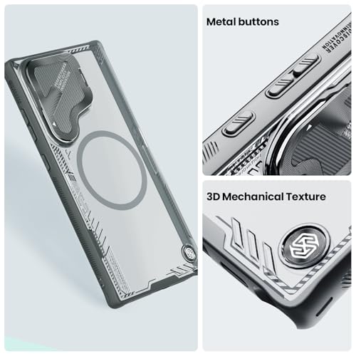 Image of Nillkin Magnetic for Galaxy 24 Ultra Case Clear, Compatible with Magsafe, Never Yellow & Biodegradable Material, Translucent Case with Invisible Kickstand & Camera Cover for Galaxy 24 Ultra, Black