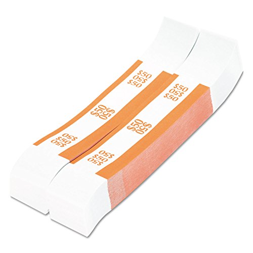 Reg Coin-Tainer 400050 Currency Straps, Orange, 50 In Dollar Bills, 1000 Bands/Pack #TOP2