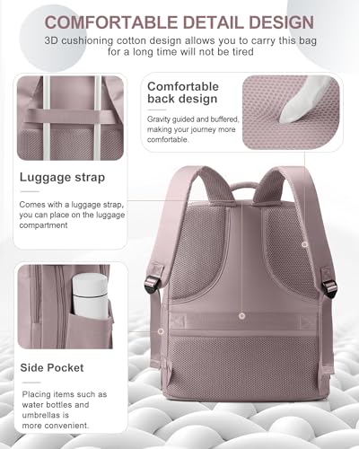 Image of coowoz Large Travel Backpack Carry On for Women Man Waterproof Gym Backpacks with Laptop Compartment Mochila de Viaje Teacher Personal Item Backpack Rucksack Airplane Accessories Must Haves Lotus Pink