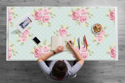 Couverture de bureau 120x60 à la maison : tapis PVC imperméable au décor floral rose