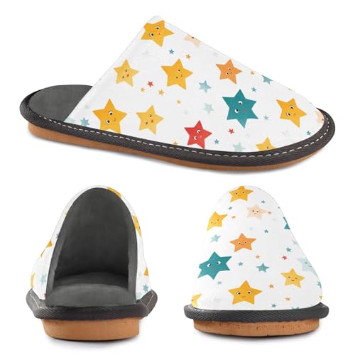 Star Cute Fuzzy Slippers Soft Home Bedroom Slippers for Women Men House Shoes4