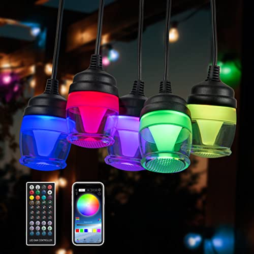 PHIXART Outdoor String Lights 43ft LED String Lights Color Changing RGB