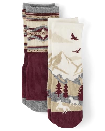 Gymboree,and Toddler 2-Pack Crew Socks,Rustic Redwood,6-8