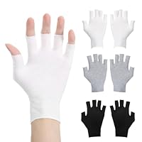 3 Paar Fingerlose Handschuhe, Weich Baumwollhandschuhe Weiß, Uv Handschuhe Nägel, Stoffhandschuhe für Ekzeme, Schlafen,über Nacht,Lotion und Spa-Behandlung (Schwarz, Weiß und Grau)