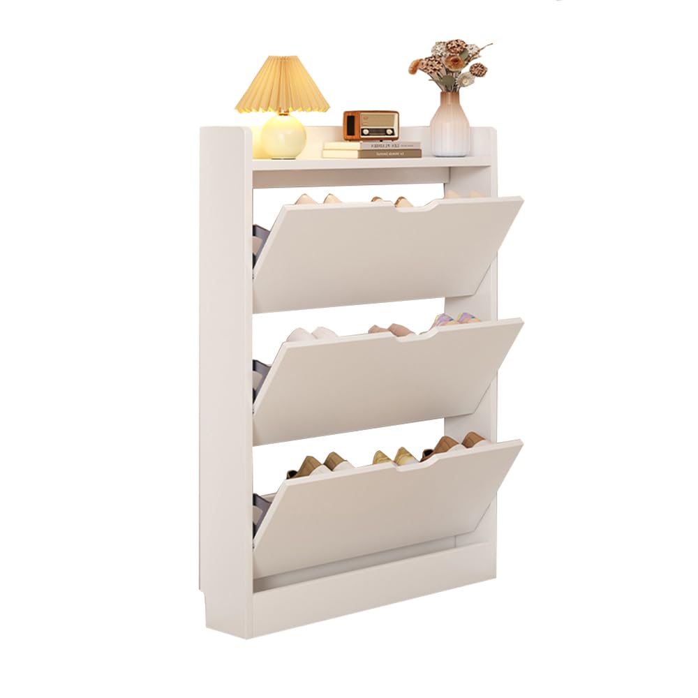 Meuble à chaussures d'entrée étroit meuble rangement vertical compact blanc 2 3 tiroirs