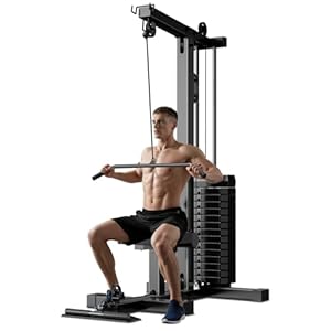 ROBORE LAT Pulldown Machine, Home Gym Fitness Exercise Body Workout Strength Training & Low Row Machine with 160 LBS Weight Stack, Multi-Functional Pulley System for Triceps, Biceps, Back & More