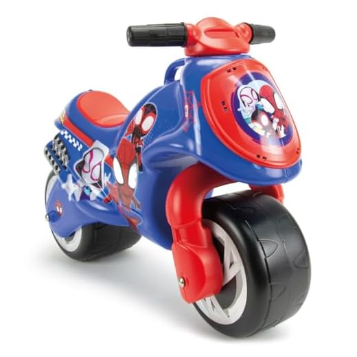 Injusa 19060 Neox Ultimate Spider-Man - Moto correpasillos para bebés de 18 meses con decoración permanente IML y asa de transporte
