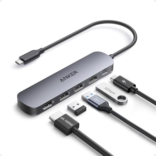 Anker USB C Hub 5-in-1 USB Hub for Laptops 4K HDMI Multiport Adapter with 90W Max Power Delivery USBC & USBA Data Ports USB C Dongle Compact for MacBook Dell and More (Charger Not Included)