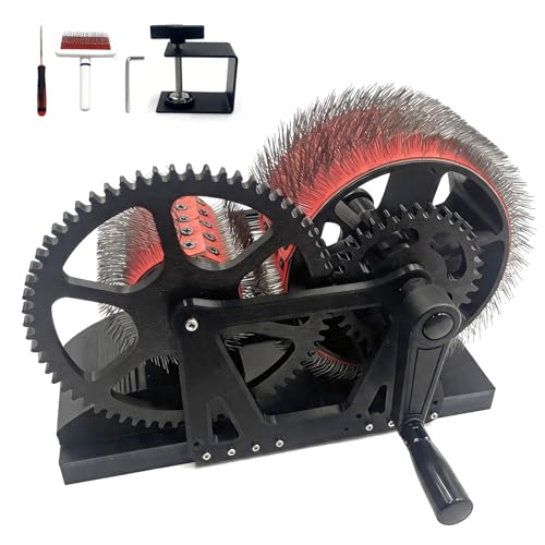 Wool Combing Machine Wool Drum Carder Fiber Carding Machine with Hand Crank Remove Fiber Impurities Fast Color Mixing Wool Blending Wheel for DIY Craft Make Felt Animals Handmade