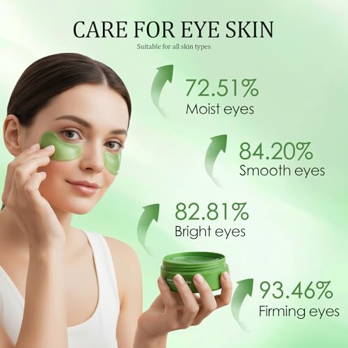 60 Parches Ojos Bolsas y Ojeras, Eye Patches Hidratante y Reafirmante con Aloe Vera y Colágeno, Reduce Arrugas y Líneas Finas, Alivia Fatiga y Oscurecimiento, Contorno de Ojos Suave y Fresco - imagen 8
