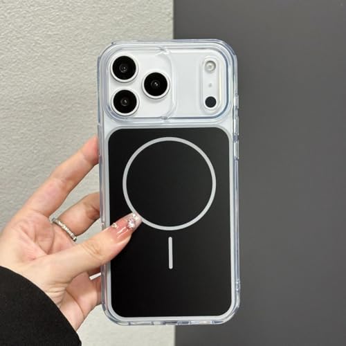 RNOZX iPhone17 Pro Max�p �d�C���b�L���H�o�b�N�{�[�h �����P�[�X �}�O�l�b�g�� �\�t�g�G�b�W �ϏՌ��J�o�[�iiPhone17 Pro Max�p/�u���b�N�j