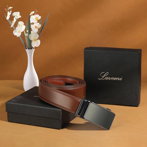 Image of Lavemi Men's Real Leather Ratchet Dress Casual Belt, Cut to Exact Fit,Elegant Gift Box