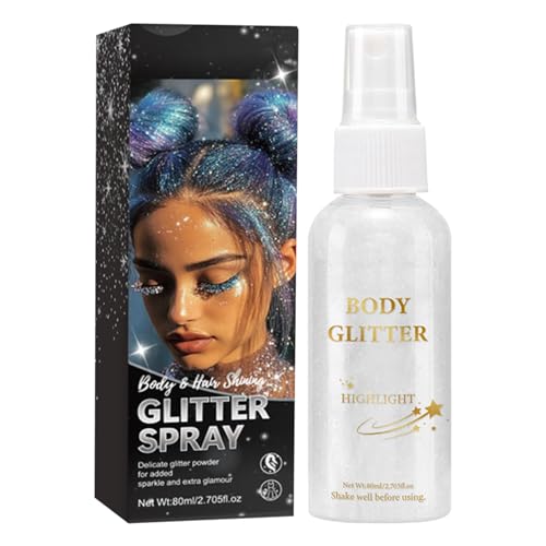 Spray à Paillettes - Poudre à Paillettes Brillante pour Corps et Cheveux,Highlighter en Poudre Libre Longue Durée Accessoires pour Bal Halloween Concert Scène Fête Festival